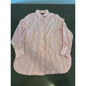 Banana Republic red striped frilly dress shirt me s size large 46-48